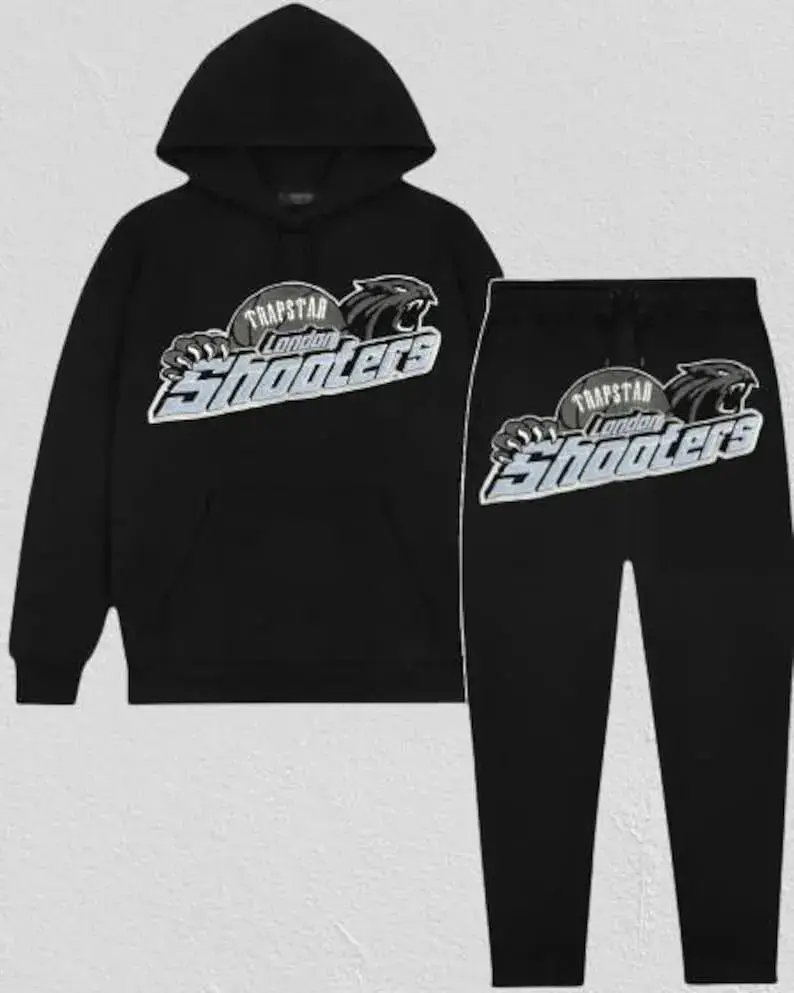 Trapstar London Shooters Hoodie & Jogger Set – Unisex Oversized Streetwear Tracksuit, Graphic Pullover Sweatshirt & Sweatpants, Casual Hip Hop Outfit, Adult Sizes S–5XL