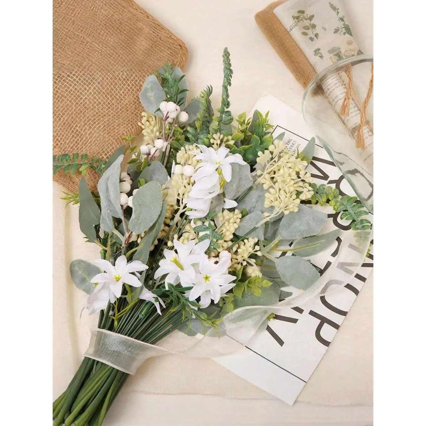 70PCS Plastic Artificial Flower Set - Faux Flowers & Stems, DIY Decor Supplies for Wedding Bouquets, Home Decor Accents
