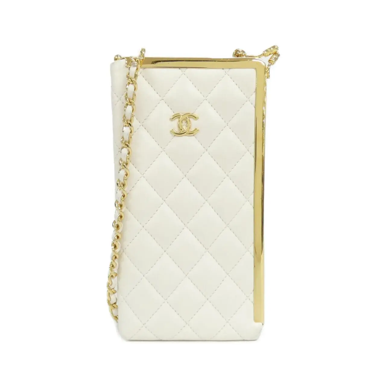 Pre-owned CHANEL Lambskin Small Leather Goods Phone Case