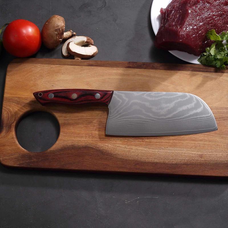 Professional Damascus Chef Knife & Nakiri Knife - 7-Inch Forged Blade with >60° Sharp, Butcher/Chef/Utility/paring Knives for & Professional, Meat, Vegetable Slicing