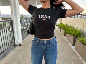 [Sale Up To 30%]Iraq Women's Baby Tee, Y2K Iraq Shirt, Vintage 90s Flag Tee, Aesthetic Middle East Crop