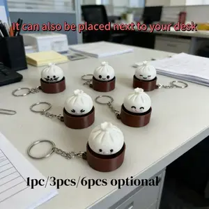 3D printed 1/3/6-piece set of steamed buns, sculptable keychains, fidget spinners, stress-relieving toys, stress-relieving keychains, fun pendants suitable for both men and women, stress-relieving toy set to alleviate anxiety, multi-expression set.