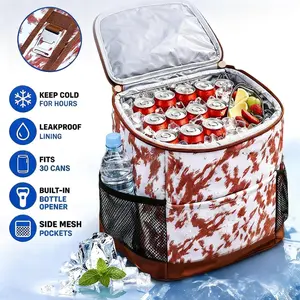 Cow Print Insulated Cooler Backpack – Large Capacity Leakproof Picnic Bag
