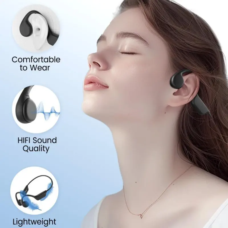 Waterproof bone conduction headphones, IPX8 waterproof rating, 32GB storage, over-ear style, suitable for swimming, running, fitness, and other sports. Lightweight and new design, Bone Conduction Tech, Waterproof Sports Earphone