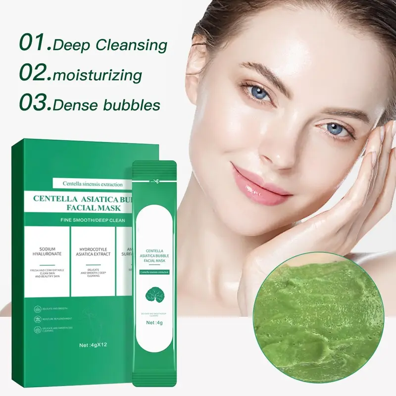 P Centella Asiatica Bubble Facial Mask - Deep Cleansing & Moisturizing - Removes Blackheads & Controls Oil - Comfortable & Hygienic - Ideal for Refreshing Skin State