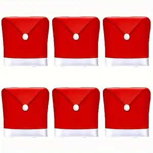 Set of 6 Christmas Chair Covers with Santa Hat Design, Perfect for Holiday Party Decorations, Festive Home Decoration Accessories
