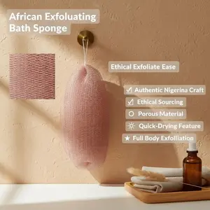 Authentic African Net Sponge for Deep Exfoliation and Smooth Skin, Quick-Drying & Hygienic Body Scrubber, Ethically Sourced Shower Accessory
