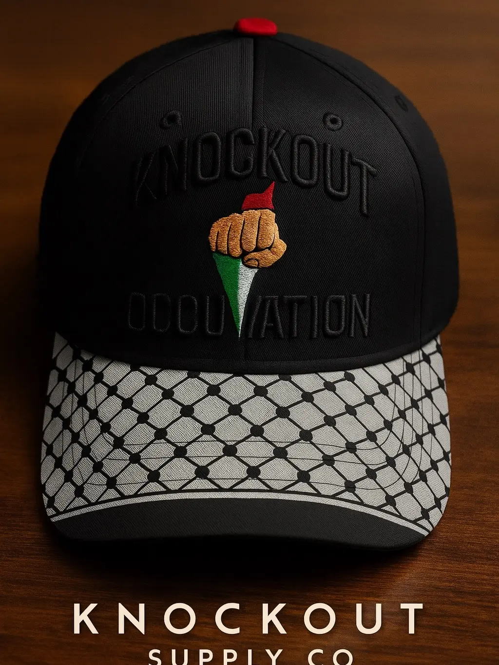 Knockout Occupation Palestine Premium Embroidered Hat - High-Quality Cotton, Adjustable Strap, Classic Streetwear Style, One Size Fits Most