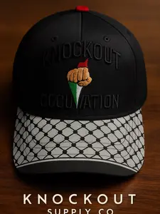 Knockout Occupation Palestine Premium Embroidered Hat - High-Quality Cotton, Adjustable Strap, Classic Streetwear Style, One Size Fits Most