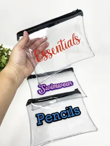 Clear zipper bag, Name pool bag, Personalized wet bag, Water resistant bag