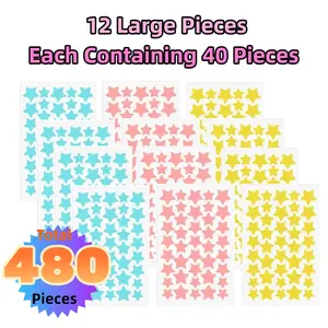 480 Pieces Star Face Stickers, Athlete & Cheerleader Use, Sport Tape, Facial Concealer, Stars Design, Perfect for Events