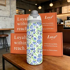 Loyr 32oz Dual-Drink Water Bottle, Bullseye Oil Painting Pattern Large Capacity Insulated Cup, Stainless Steel, Drinkware, Perfect Gift for All
