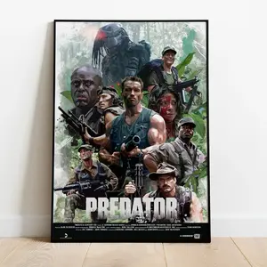 [Unframed Colection] Predator 1987 Movie Cast Art Poster Print featuring Arnold Schwarzenegger Dutch Sci-Fi Action Horror Classic Wall Decor, Premium High-Definition Glossy Paper Home Theater Bedroom Fan Gift Idea