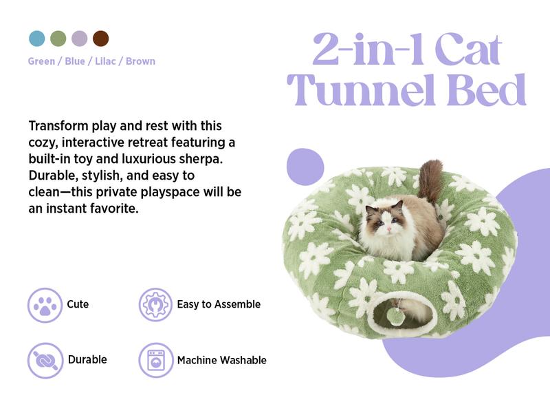 Lesure Cat Tunnel Bed for Indoor Cats - Warm&Cozy Cute Cat Donut Tunnel with Washable Circle Cushion, Under Christmas Tree, Round Pet Play Tunnel Toy for Kitten/Puppy/Rabbit, Peekaboo Cave Toy, Cool Cat Stuff, Perfect for Autumn & Winter Calming Lesure Cat Tunnel Bed for Indoor Cats - Warm&Cozy Cute Cat Donut Tunnel with Washable Circle Cushion, Under Christmas Tree, Round Pet Play Tunnel Toy for Kitten/Puppy/Rabbit, Peekaboo Cave Toy, Cool Cat Stuff, Perfect for Autumn & Winter Calming