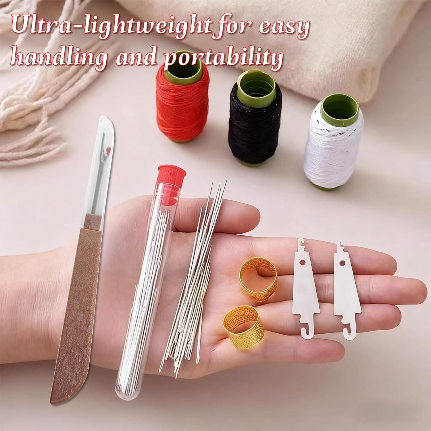 34Pcs Big-Eye Steel Needle Set,Long&Thin Needles for Handmade Quilting and Sewing,Needle Crafts Kit for DIY Sewing Projects,Hand Repair Tools Portable DIY Hand Made Craft Set Sewing Working Kit for Beginners,Professional DIY Lovers,Gift for Mom,Grandma