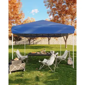 Garvee 10x10 Pop Up Canopy Tent, Outdoor Tent with 3 Adjustable Height, Heavy Duty Outdoor Canopy Tent with Portable Roller Bag, 8 Weight Bags, 8 Stakes & 6 Guy Ropes Included