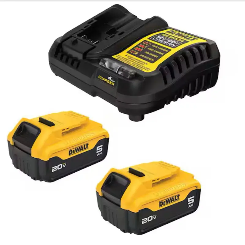 DEWALT 20V MAX Lithium-Ion Battery Starter Kit with 5.0 Ah Batteries (2-Pack) and Charger Battery Powered Kit Lithium Replacement Battery