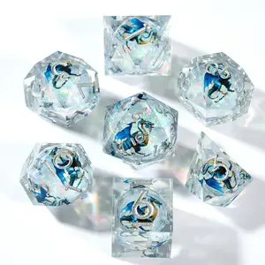 Dragon Theme Liquid Core D&d Dice Set, 7 Multi-Face Dice, Perfect for Role Playing Games, High-Quality Gaming Accessories