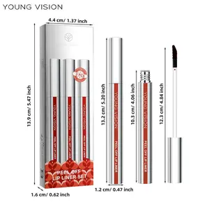 Young Vision Long Lasting Tattoo Lip Gloss Peel Off 3 Counts Set Waterproof Non-sticky Glossy Lipstick Nourishes All Skin Types Great for Gift Makeup Lip Stain Cosmetic