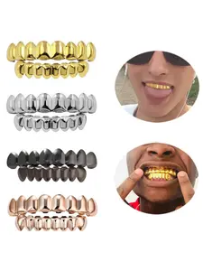 Hot Selling Hiphop Teeth Set, Upper Teeth 8 Pieces Lower Teeth 8 Pieces, Glossy Surface, Fake Teeth, Cross-Border Fashion Accessory