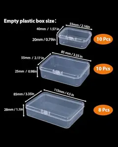 LJY 28 Pieces Mixed Sizes Rectangular Empty Mini Plastic Storage Containers With Lids For Small Items And Other Craft Projects Plastic Containers For Organizing Small Storage Containers