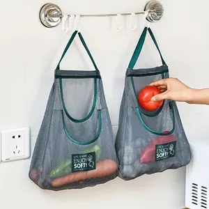 Mesh Hanging Storage Bag, 1 Count Breathable Garlic Potato Onion Storage Bag, Durable Hanging Organizer for Kitchen & Pantry, Hangable, Storage Pouch