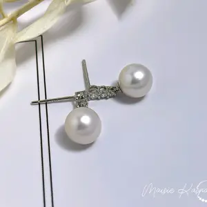 M.K. Ocean Treasure  | Natural Round Shape Pearl Earrings | Luxury