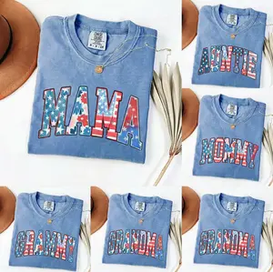Comfort Colors Custom Mama Nana Shirt, Grandma Mommy Auntie Tee, USA Flag Letters Tee, Patriotic Family Gift, Independence Day Outfit, Gift For Mother