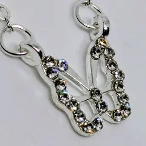 Women's New Silver Plated CZ Butterfly Necklace W/ 16-17 inch Adjustable Chain