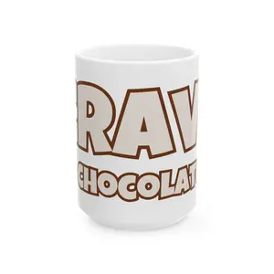 15oz Reusable Ceramic CRAVE CHOCOLATE Coffee Mug - Washable Kitchen Drinkware for Daily Beverage Use
