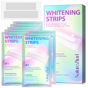 NatureZiran 9D Teeth Brightening Strips (14 strips per box), made with natural coconut oil, improves yellowing and stains, freshens breath, and is a personal daily dental care product, Whitening Teeth Strips