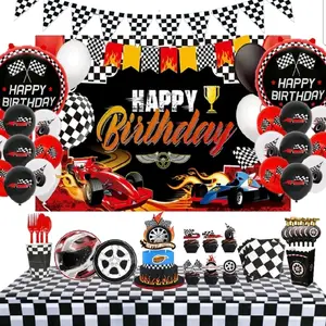 Race Car Theme Birthday Party Kit for Boys | Racing Decorations & Tableware (130 pieces)