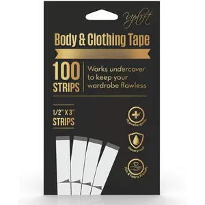 Fashion Clothing Tape Double Sided - Clear Tape for Clothes, Body, and All Skin Shades (100 Strips)