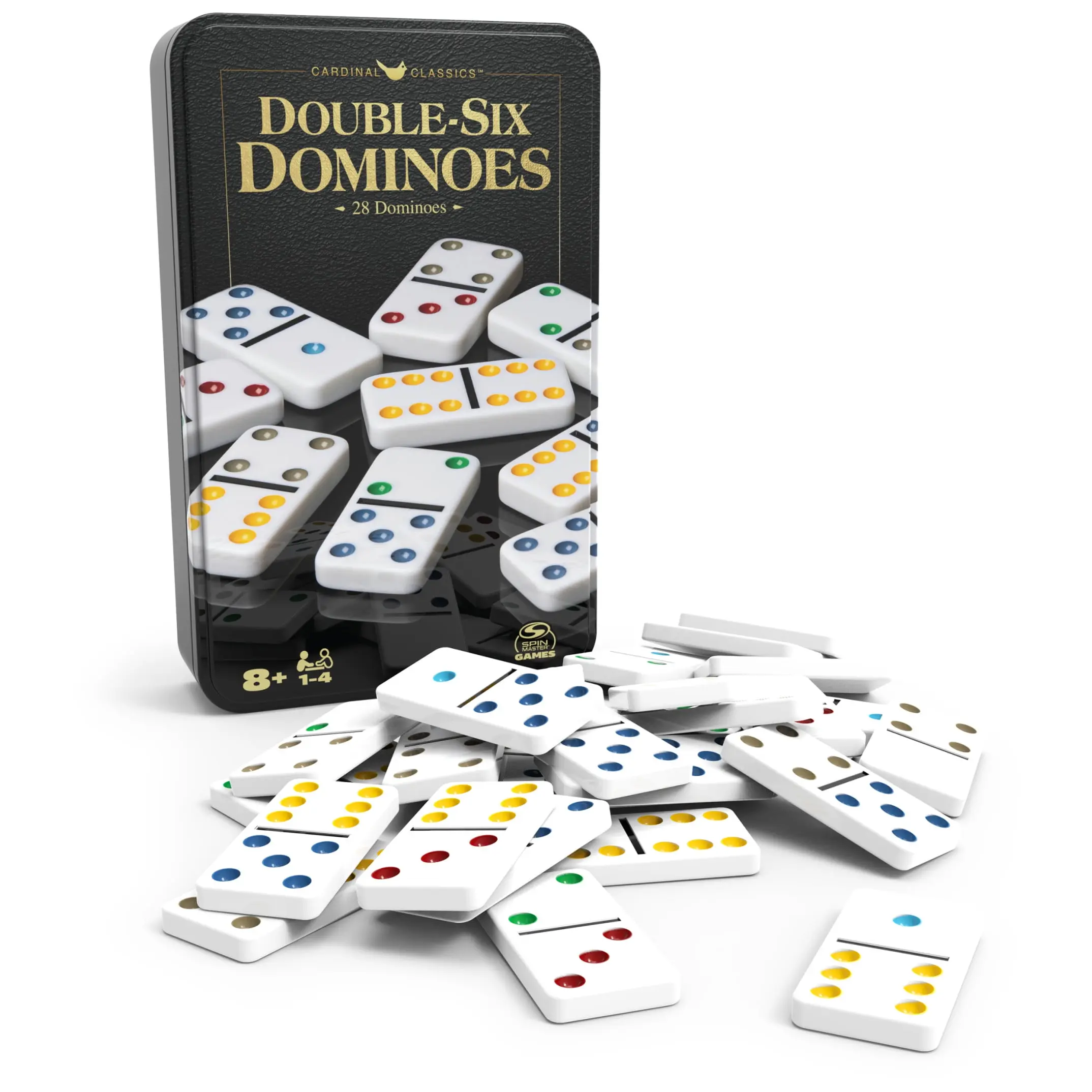 Spin Master Games, Double Six Dominoes Set in Storage Tin, 1 Motorized Gameboard, 15 Chomping Dinosaurs, 2 Pterodactyl Poles, Ages 8+