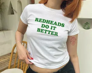[Sale Up To 50%] Redheads Do It Better Y2K Baby Tee St. Patrick’s Day , Luck of the Irish Trendy Retro Baby Tee, St Paddy's Day Y2K Baby Tee