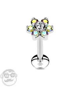 16G Rainbow Aurora Flower Internally Threaded Flatback Post