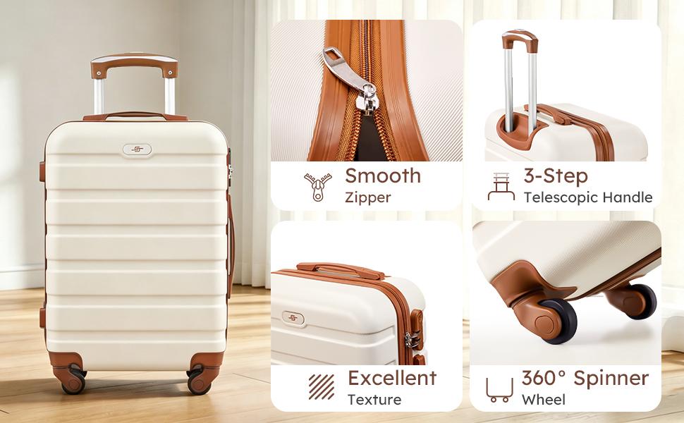 ABS Hardside Luggage Sets (4/6-Piece) - Spinner Wheel Suitcases, Expandable Duffel Bag, Makeup Pouch, Lightweight Durable Travel Bags for Vacation, Business Trips