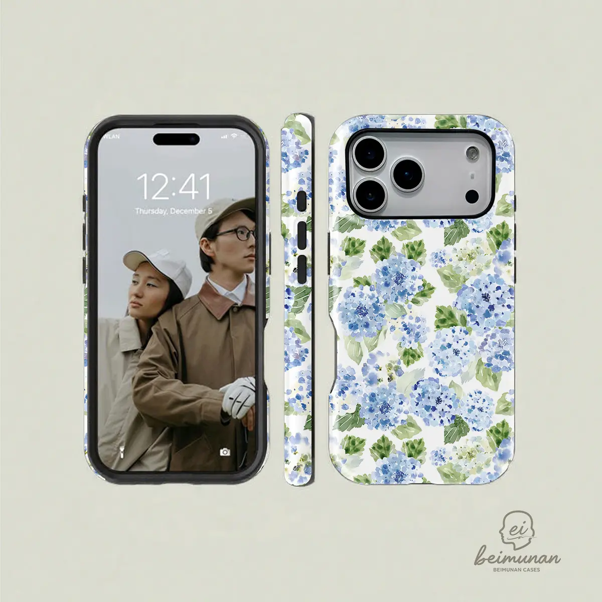 Blue Hydrangea Girly Aesthetic Summer Spring Flowers Fashion Cute 2 in 1 Phone Case with Durable, Blue Hydrangea Girly Aesthetic Summer Spring Flowers Fashion Cute 2 in 1 Phone Case with Durable,