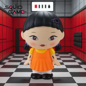 1PC Squid Game Officially Licensed Young-Hee Doll Money Bank PVC Figurine with Anti-Drop Design Large Capacity Coin Organizer Anime Character Model Desktop Decor for Birthday Christmas New Year Gifts