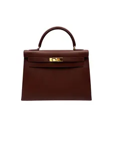 Pre-owned HERMÈS leather Tote Bags Hermes Kelly 32 6C Cuivre Top Handle Bag HR111