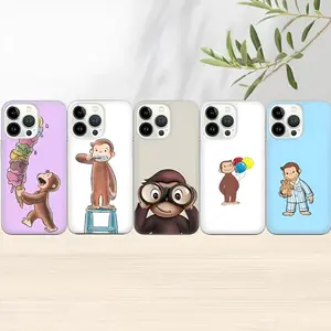 Valentine gift Curious George Phone Case for iPhone 11,12,13,14,15,16,17 Pro Max & Plus |   Friendship Cartoon Protection Cover |   Cute Monkey Gift teen mom pink case cute  phone  cases