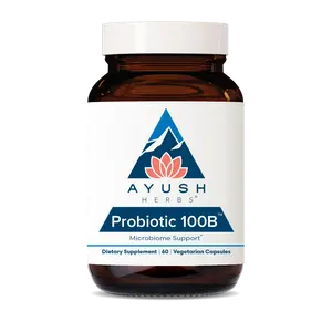 Ayush Herbs Probiotic 100B, Probiotics for Men & Women, 60 Vegetarian Capsules