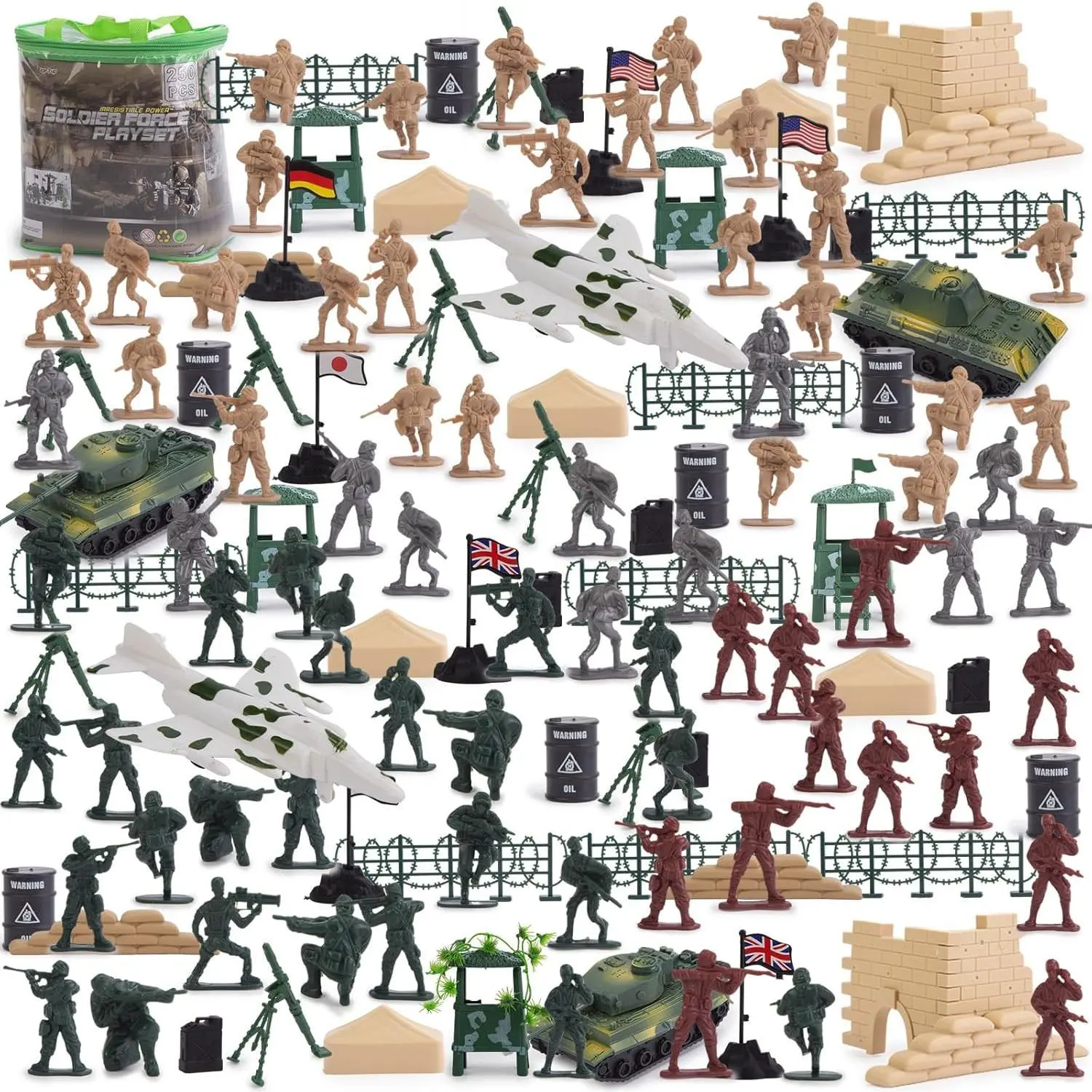 L-MTS018   250PCS Army Men Military Set, Action Figures with Army Accessories, Gifts for Boys Ages 8+