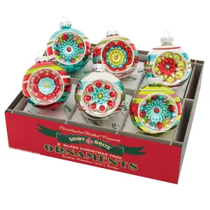 Festive Fete 6 Count 3.25" Decorated Reflector Rounds Festive Fete 6 Count 3.25" Decorated Reflector Rounds