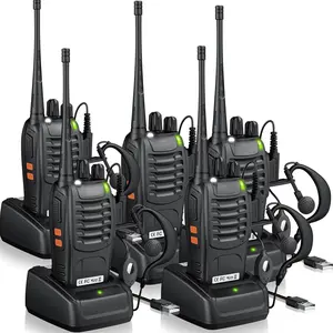 5-Pack Professional Walkie Talkies - 5KM Long Range 16CH Rechargeable Two-Way Radios- Includes 5 Headsets &  Base, VOX Hands-Free for Job Sites/Camping/Family Outdoor (Ideal  Set)