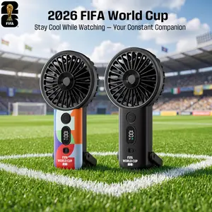 2026 FIFA World Cup F05 Inspired Handheld Fan Portable USB Rechargeable Mini Fan with LED Display Strong Wind Quiet Cooling for Stadium Travel Summer Outdoor Events