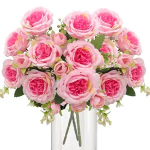 3pcs Realistic Artificial Peony Flower Bouquet, Elegant Spring Fake Peonies, Vibrant Faux Plastic Flowers, Indoor & Outdoor Decor