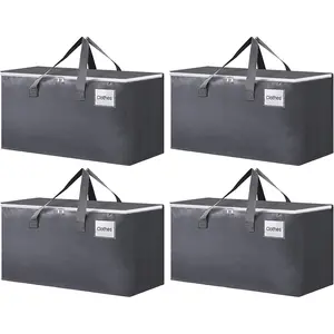 Large 93L Moving Boxes and with Zippers & Handles Moving Supplies with lids, Heavy Duty Totes for Storage Bags for Space Saving, Fold Flat, Moving and Storing for moving, Storage, Camping and Travel