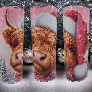 Highland Cow themed Christmas tumbler