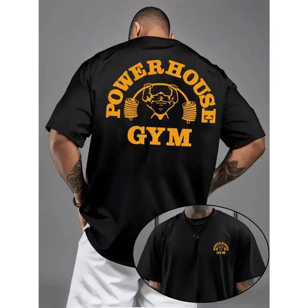 Powerhouse Gym Mens T-shirt Bodybuilding Muscle Fitness Crew Neck Workout Top Te